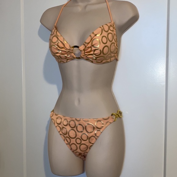 Victoria's Secret Other - Victoria's Secret Peach Bikini With Gold
Circle Details Size Medium